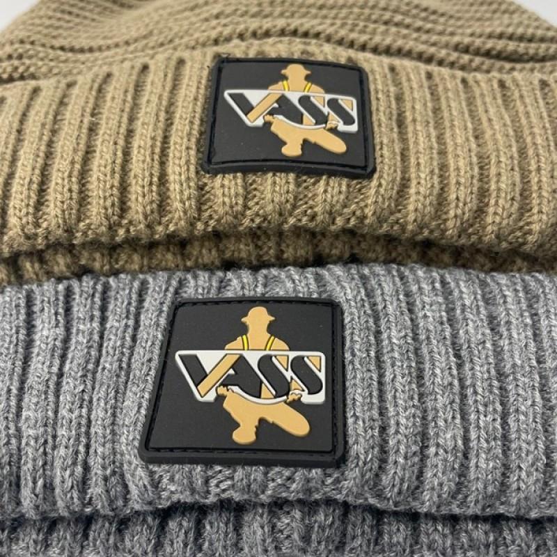 Vass Fleece Lined Ribbed Beanie (Rubber Badge)