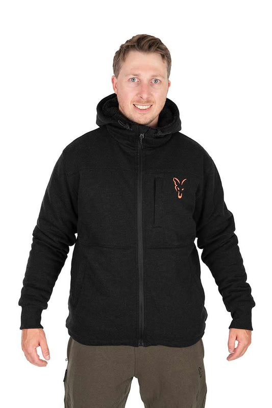 Sherpa-Jacke aus der Fox-Kollektion in Schwarz und Orange 