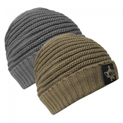 Vass Fleece Lined Ribbed Beanie (Rubber Badge)