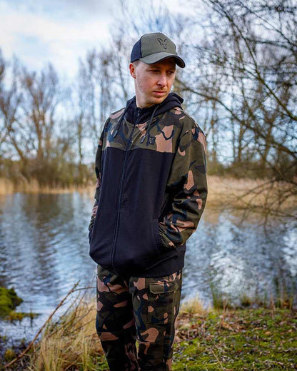 Fox LW Black / Camo Split Zip Hoody