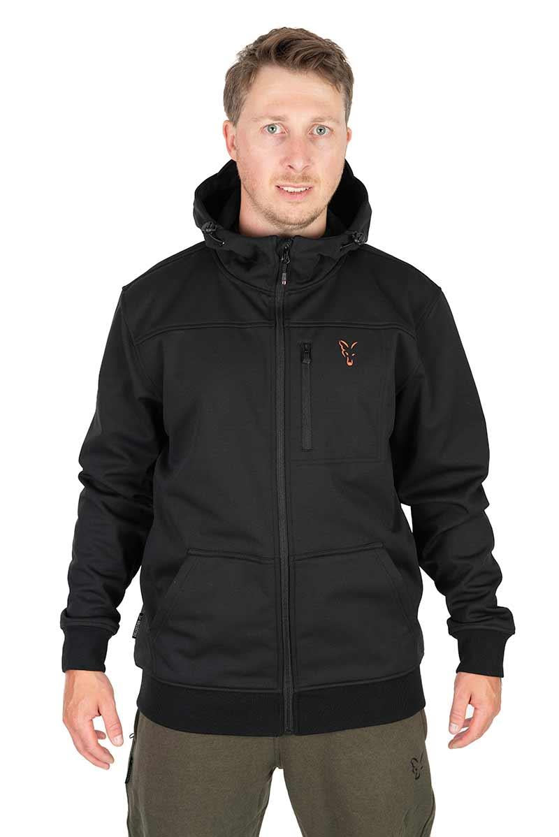 Softshell-Jacke aus der Fox-Kollektion in Schwarz und Orange 