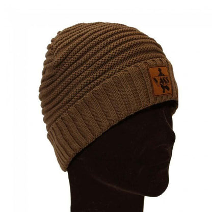 Vass Fleece Lined Ribbed Beanie (Suede Badge)