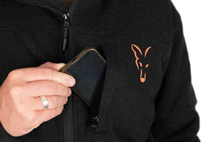 Sherpa-Jacke aus der Fox-Kollektion in Schwarz und Orange 