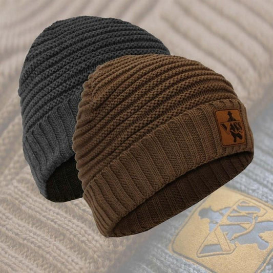 Vass Fleece Lined Ribbed Beanie (Suede Badge)