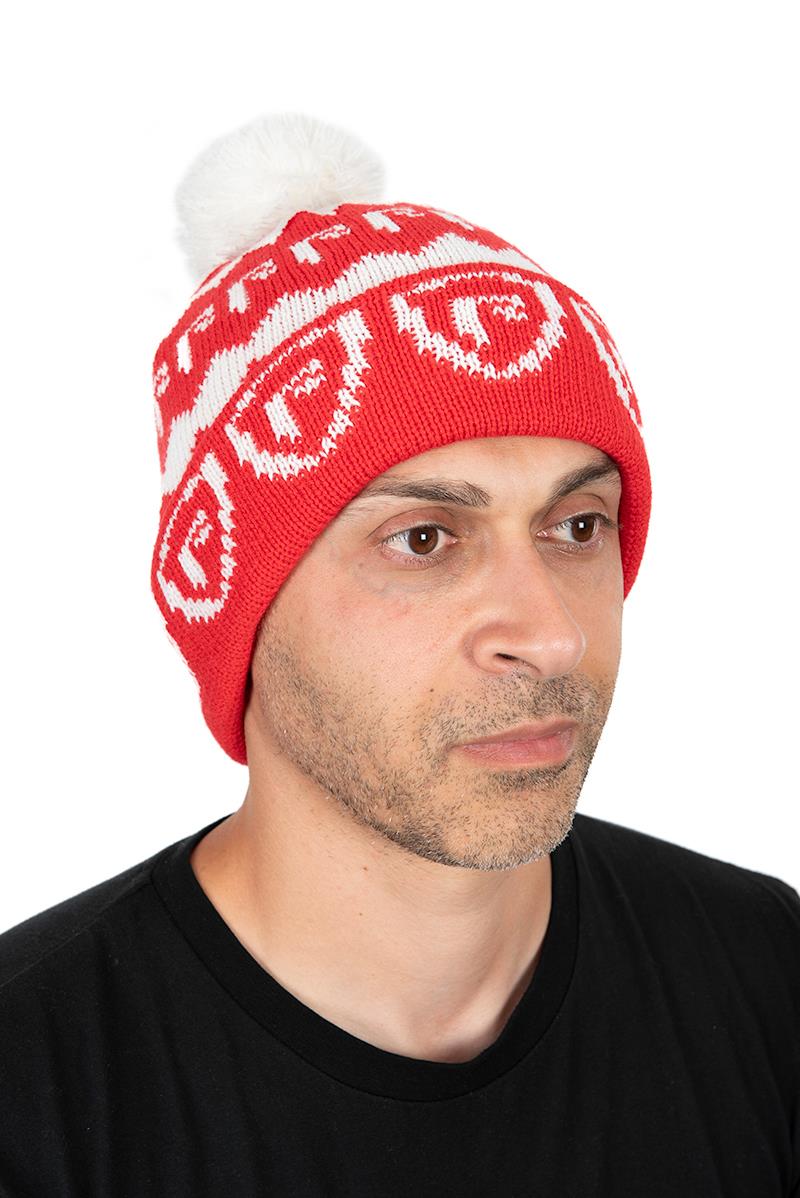 Bonnet à pompon rouge et blanc Fox Rage 