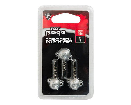 Fox Rage Corkscrew Round Jig Heads x 3pc