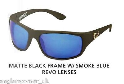 Mustad Hank Parker Polarized Sunglasses - Black Frame-Smoke Lens-Blue Revo