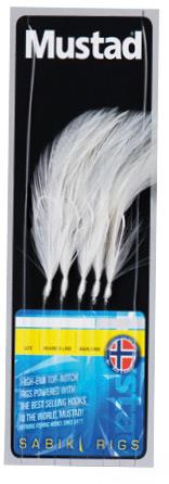 Mustad 5 Hook White Feathers H6/0 HL60lb