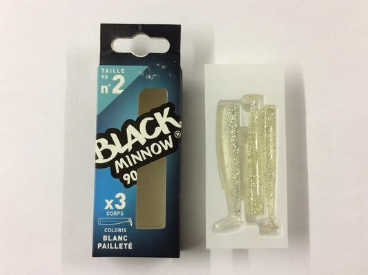 Fiiish Black Minnow 90 Lure Bodies White Glitter