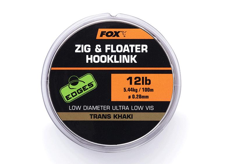 Fox Edges Zig and Floater Hooklink Trans Khaki - 12lb (0.28mm)