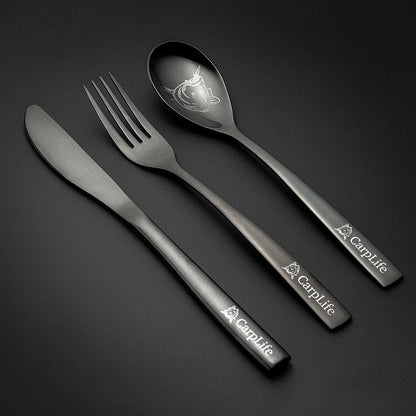 CarpLife Black Etched Cutlery Set