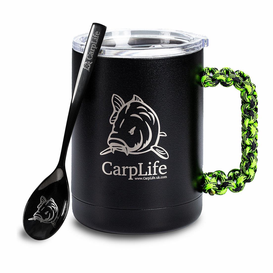 CarpLife Thermal Mug & Spoon Set - Neon & Black Paracord Handle